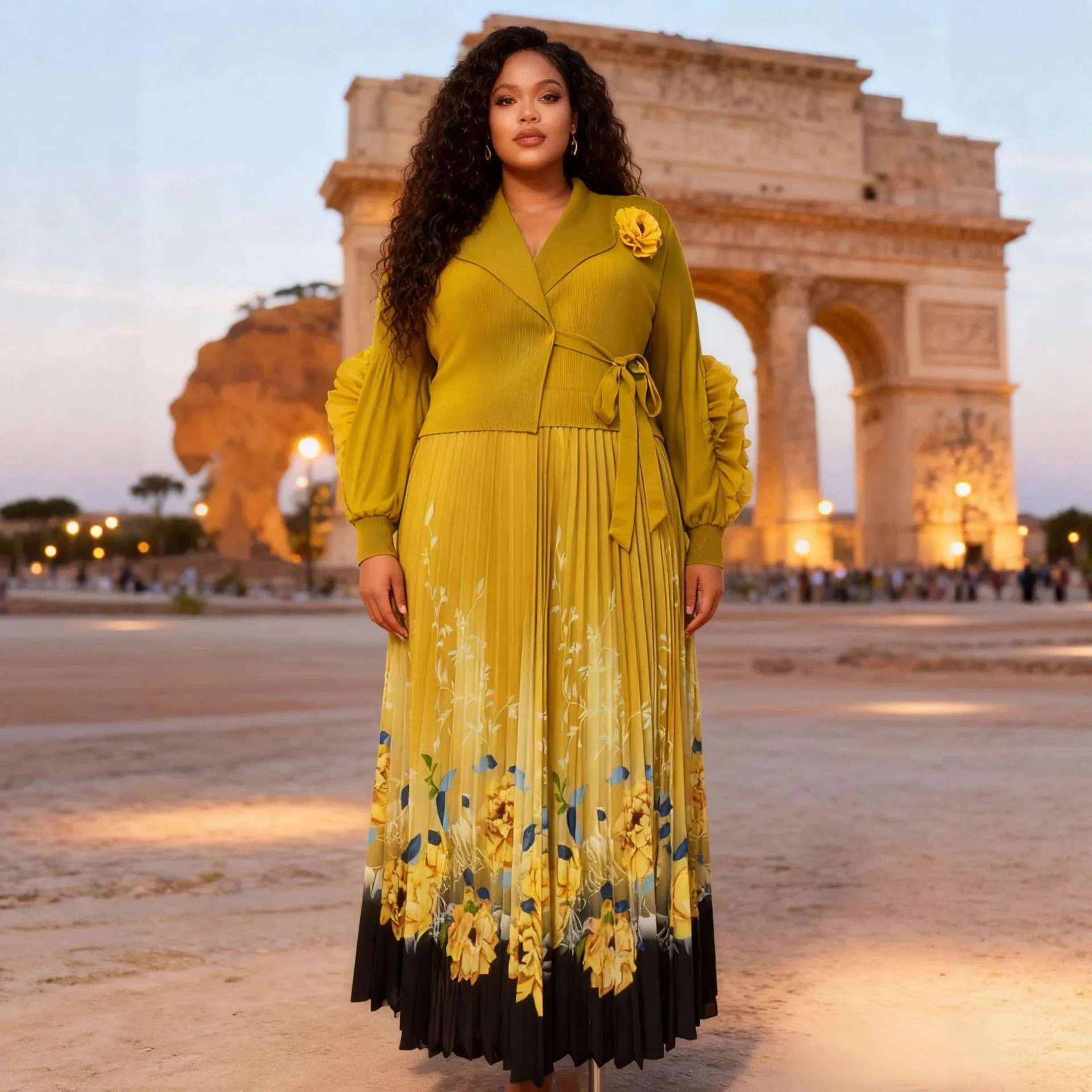 مياكي 2025 الخريف والشتاء فستان جديد عصري فضفاض ورقيق مزاجه الخامس الرقبة أنيقة المرأة فستان مجعد #4