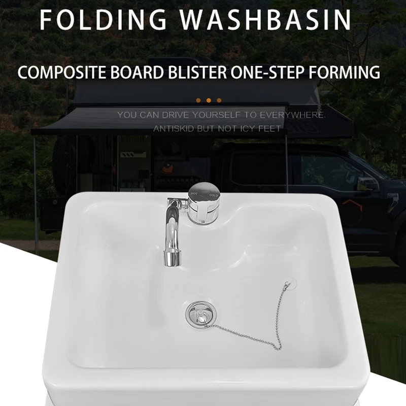 RV حوض الحمام القابل للطي مغسلة مخفية مغسلة مخفية الاكريليك فراغ مصبوب #2