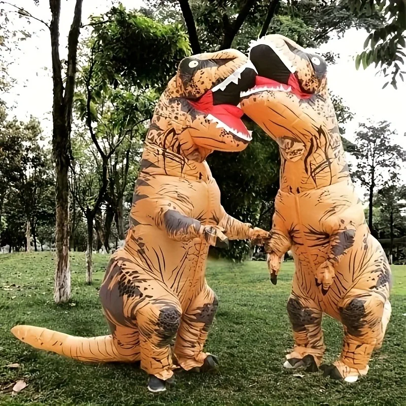 Aufblasbares Tyrannosaurus Rex-Kostüm, Weihnachts- und Halloween-Maskottchen-Set, Dinosaurier-Overall, Urlaubsparty-Requisiten