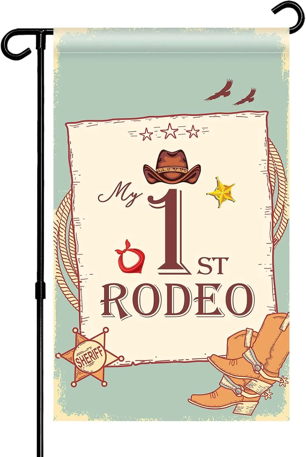 My 1st Rodeo Garden Flag,Western 1st Birthday Party Door Sign,Cowboy Birthday Yard Lawn Sign,Mexican Birthday Party Garden Banne