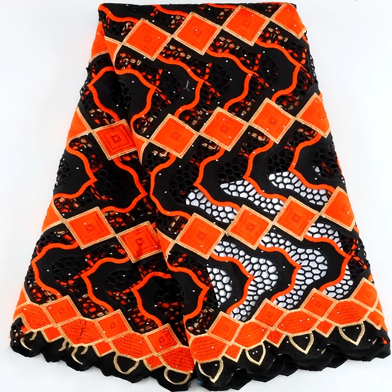 

Latest African Guipure Cord Lace Fabric with Stone 2023 High Quality Nigerian Cotton Lace Fabric for Birdal Wedding Dress