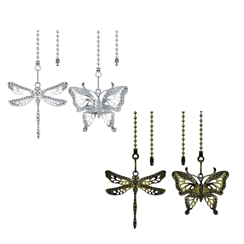 

2 Pack Ceiling Fan Pull Chain Set,Lighting & Fan Pull Chain Pendant Chain Extender,Dragonfly And Butterfly