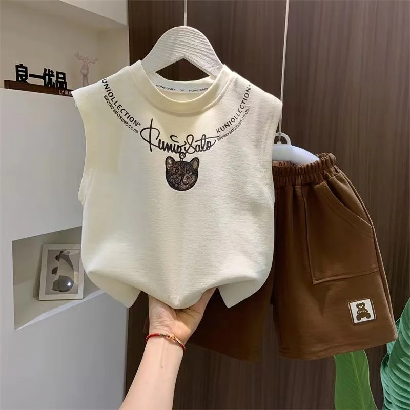 

Boys' Summer Set 2024 New Children's Vest Shorts Two-piece Set Baby Summer Thin Korean Version Trendy Kids Outfits