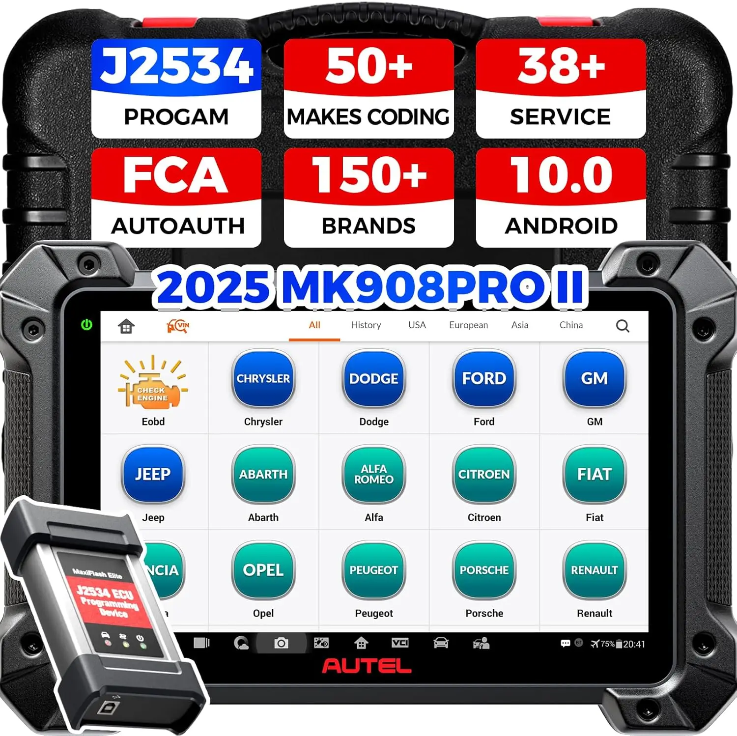 2PCS Autel MaxiCOM MK908P II MK908 PRO II Diagnostic Scanner J2534 ECU Programming Online Coding Bi-Directional Diagnostic Tool