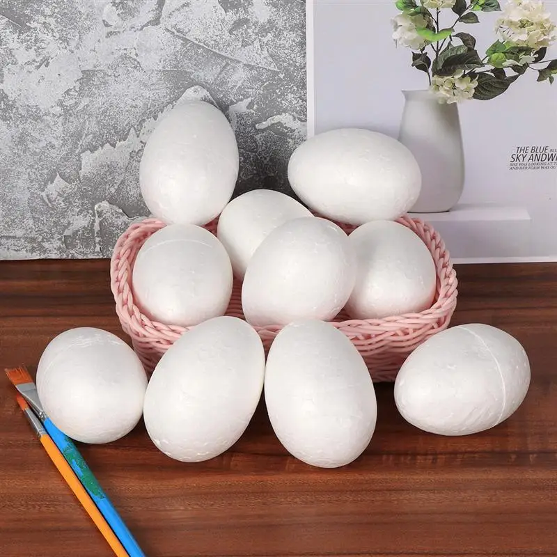 10/20/50pcs Easter Egg Painting Egg DIY Easter Egg Easter Decor Solid Egg Kid White Foam Eggs Solid Modelling Polystyrene Craft