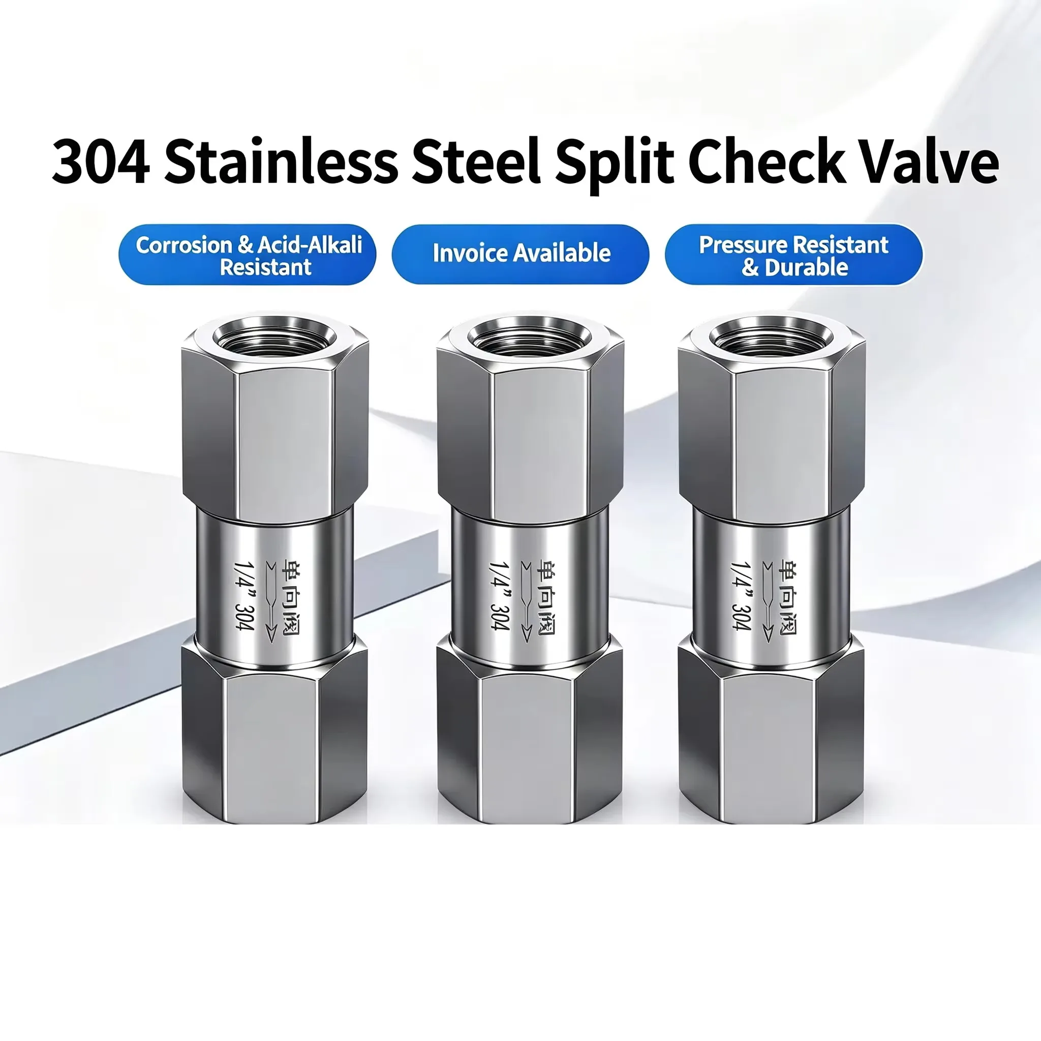 304 Stainless Steel One Way Valve, Split Type Internal Thread Check Valve High Temperature Boiler Liquid Gas Check Valve