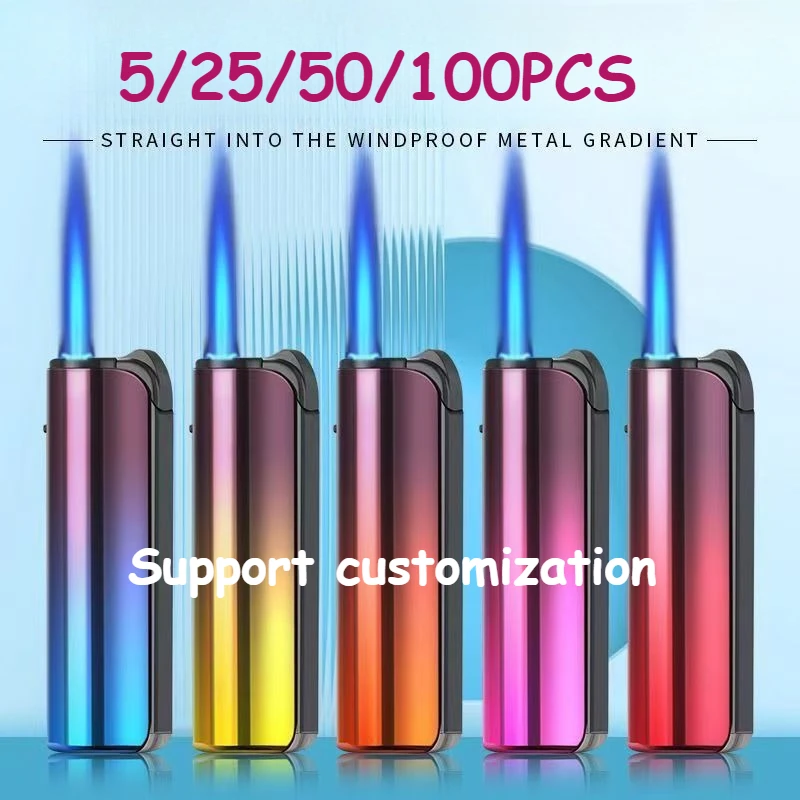

100PCS Customized Metal Windproof Gradient Lighter Thickened Explosion-proof High-end Cigarette Lighter Cigarette Accessories