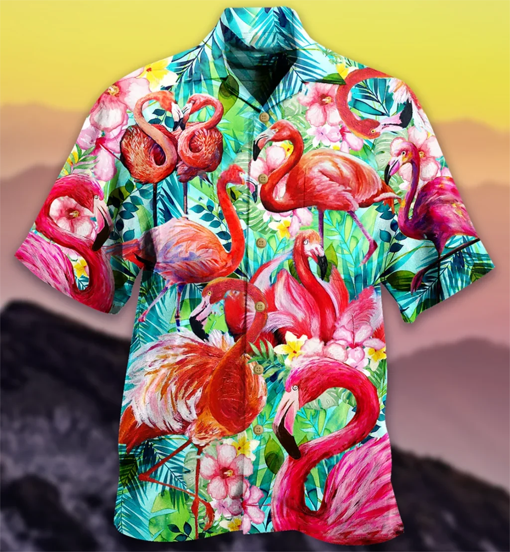 Summer Hot Sale Hawaiian Shirt for Men 3d Cartoon Flamingo Men's Shirt Beach Oversized Funny Men's Clothing Fashion Short Sleeve