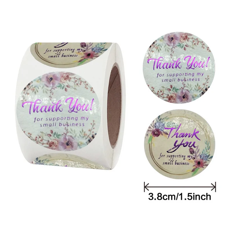 500pcs Flowers Thank You for My Small Business Stickers Seal Labels for Shopping Packaging Envelope Supplies Stationery Sticker