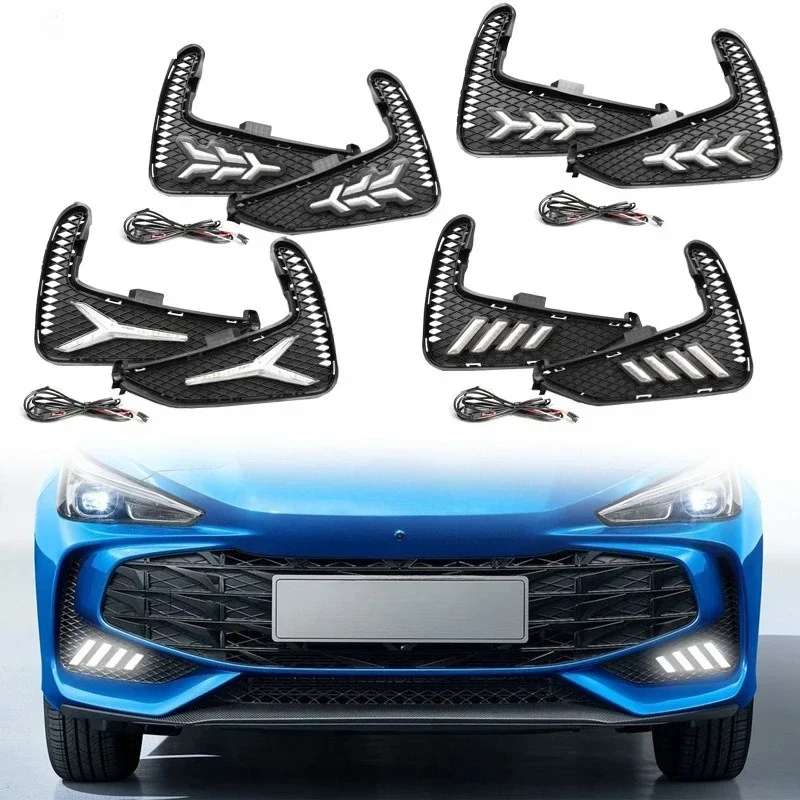 For MG MG3 2024 Car Led Daytime Running Lights Upgrade Front Fog Lights Modification Yellow Flowing Turn Signal Lamp Accessories detail image 3