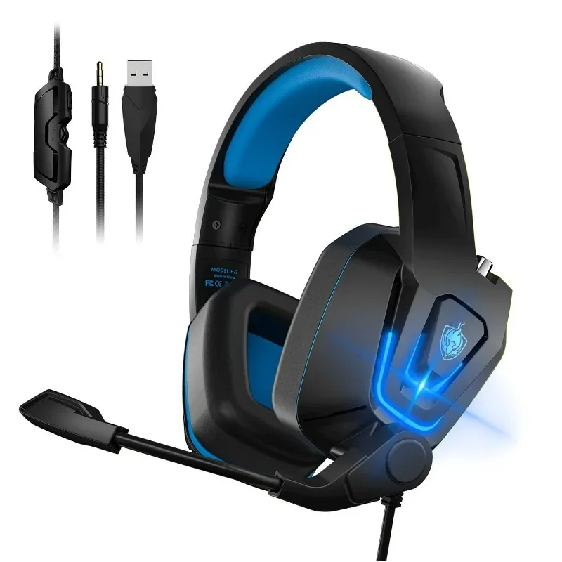 PHOINIKAS PS4 Gaming Headset for PC, PS5, Xbox Headset with 7.1 Stereo Sound,Mobile PS4 with Noise Cancelling Mic, LED Light