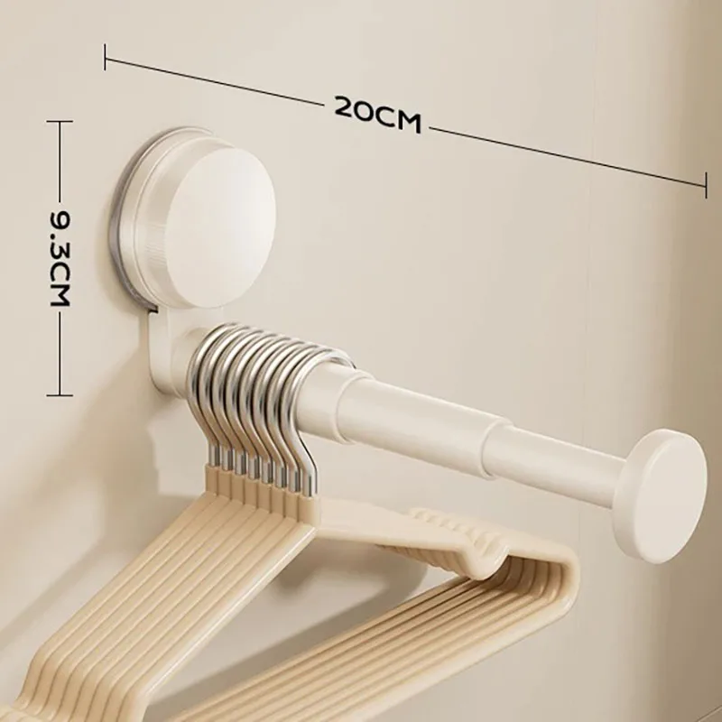 Zuignap Balkon Kleerhanger Opslag Geen boren Huishoudelijk Multifunctionele haak Intrekbare kleerhanger Opbergplank