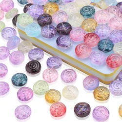 30Pcs 12mm Gradual Color Crystal Glass Round Screw Thread Shape Pendants Beads For DIY Making Jewelry Earing Necklace Accessory