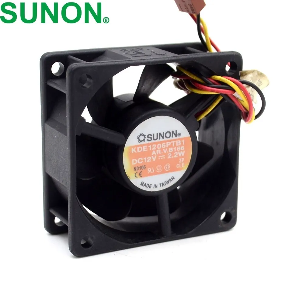 For SUNON 6025 2.2W KDE1206PTB1 60mm 12V 3 wire alarm cooling fan