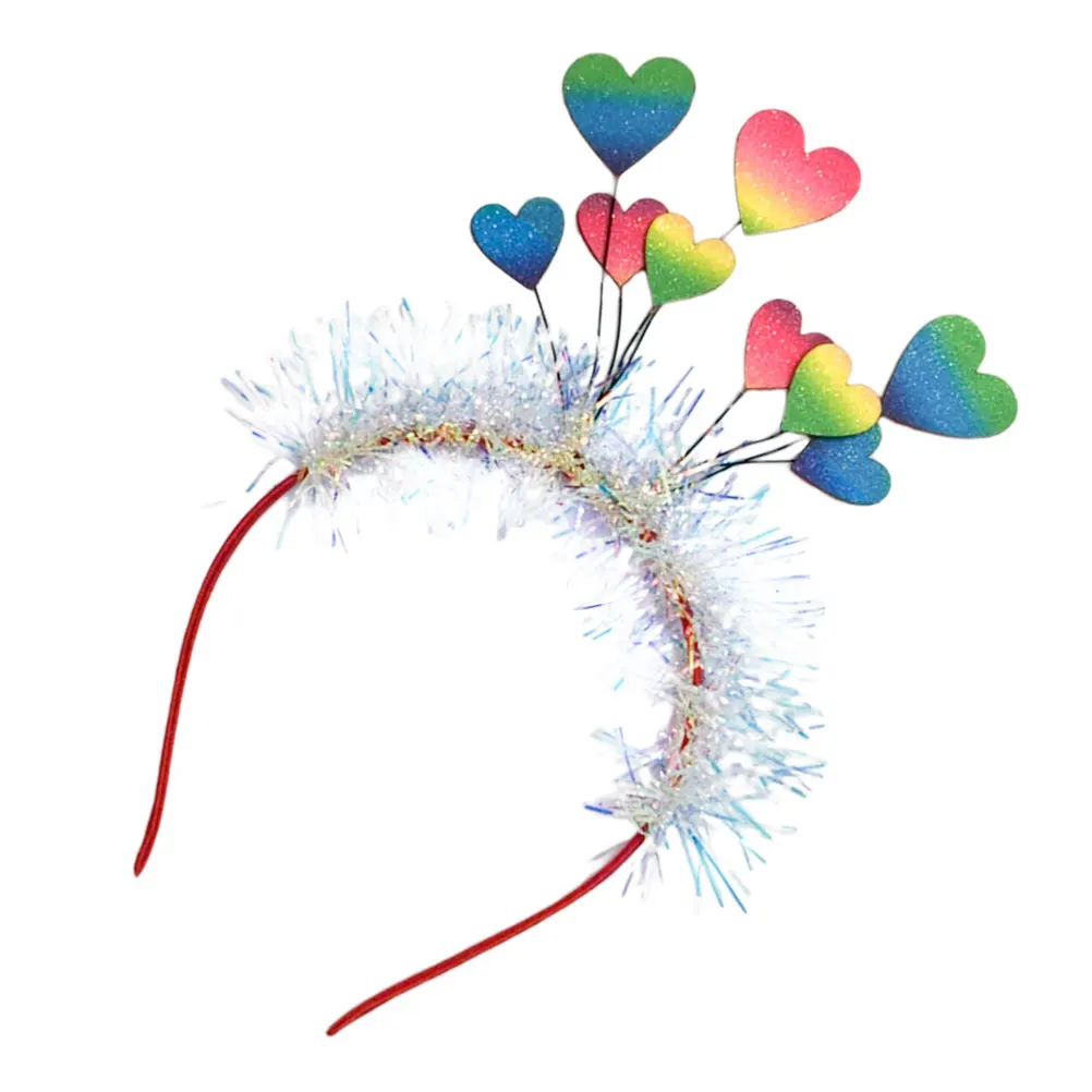

Rainbow Heart Headband for Women Valentine's Day Costume Supply Cute Hairbands Loving Heart Shape Headwear