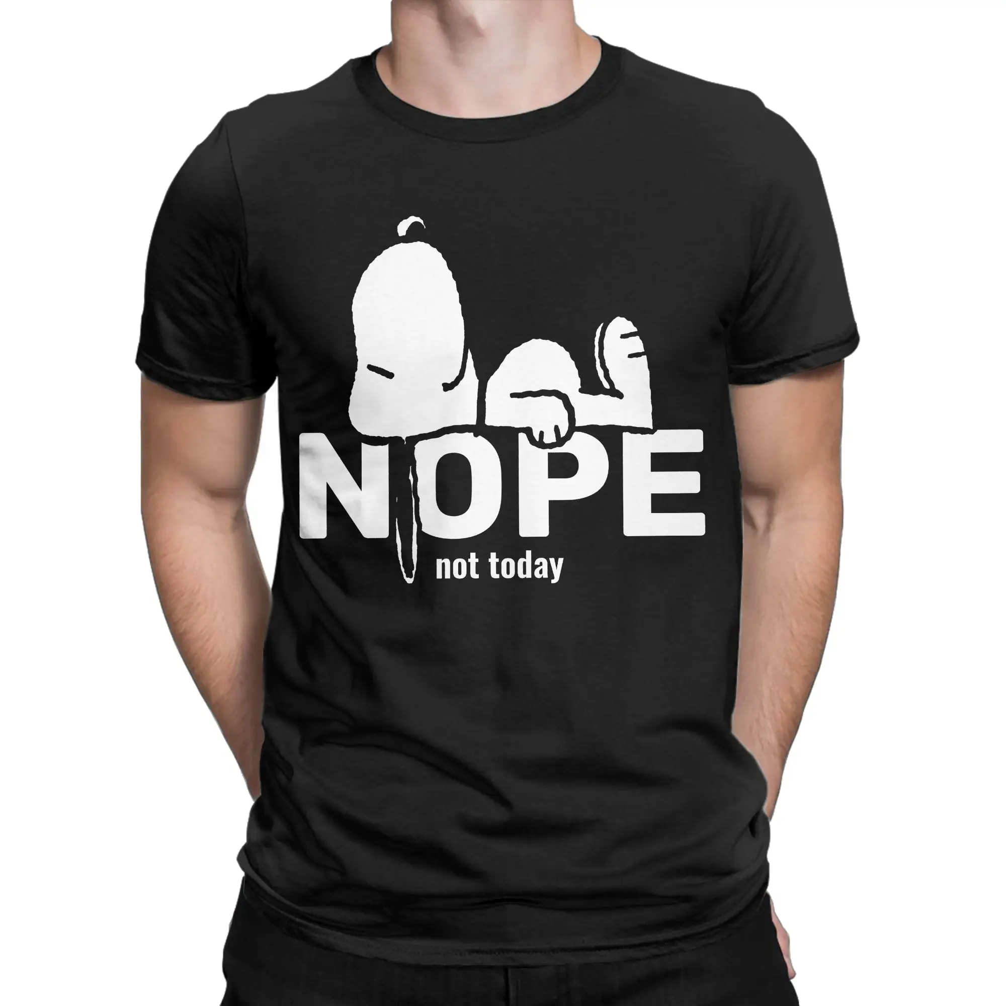Fun Snoopys Not Today T-Shirts for Men Round Collar 100% Cotton T Shirts  Short Sleeve Tees Summer Tops