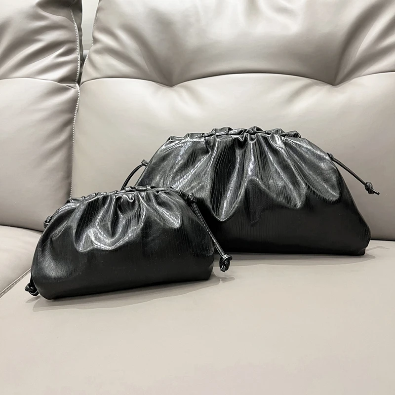Pleated Snakeskin Women's Handbag High-end Pu Material Cloud Bag European American Trendy Shoulder Crossbody Bag Elegant Clutch