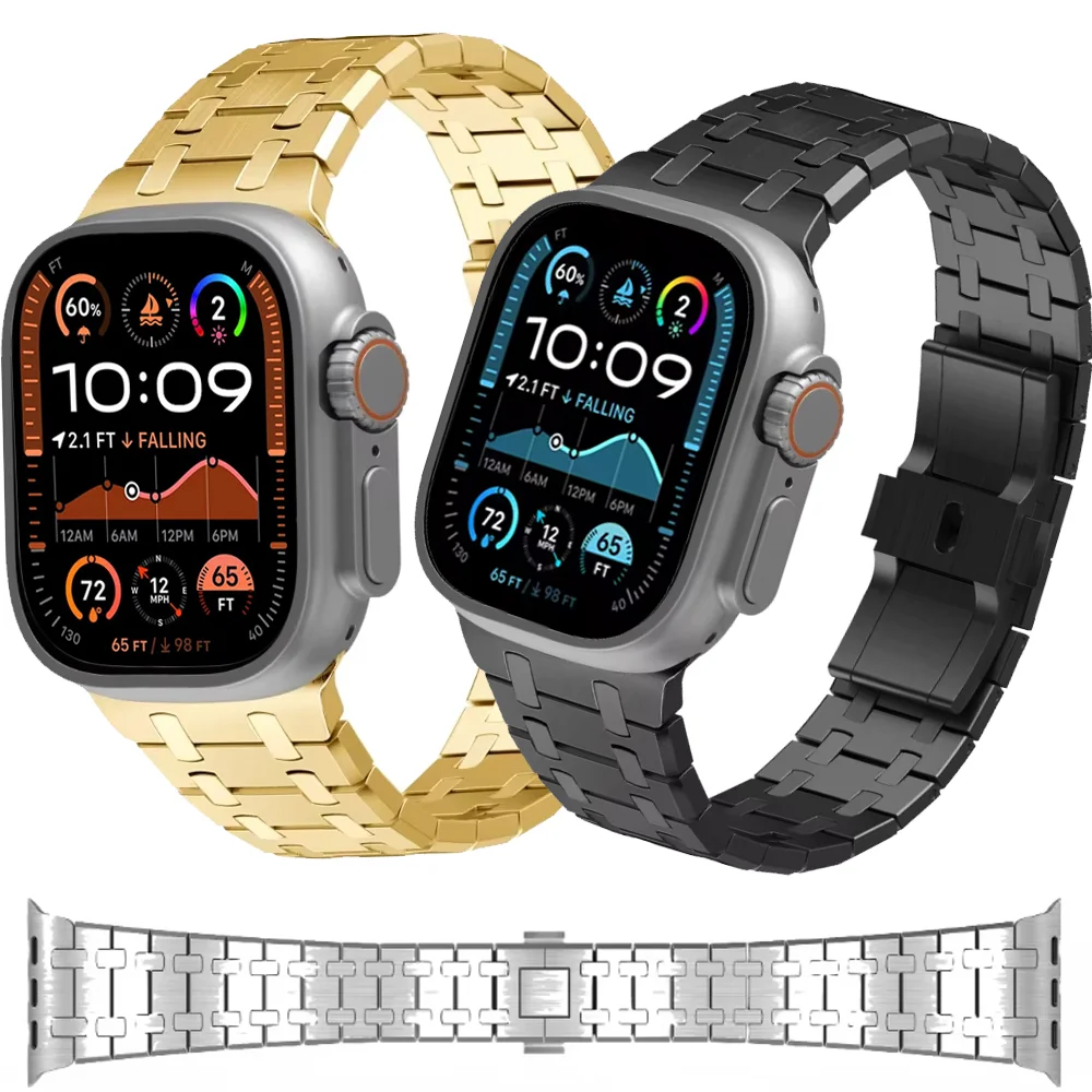 حزام معدني من الفولاذ المقاوم للصدأ لساعة أبل Ultra2 Band 49 مللي متر سوار معدل لساعة iWatch 10 9 8 7 46mm45mm 6 5 4 SE 44 مللي متر Correa