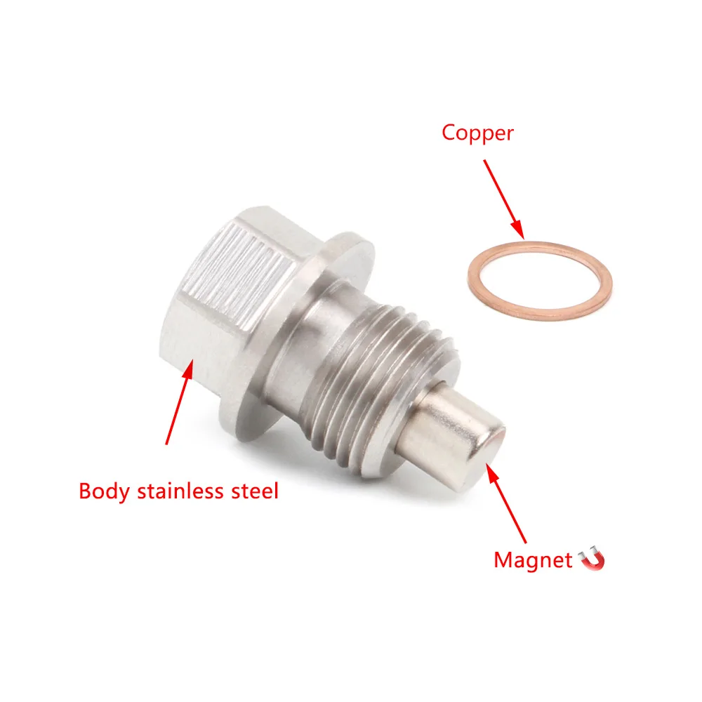 Stainless steel Magnetic Oil Drain Plug - Compatible with Engine and Transmission 9 models