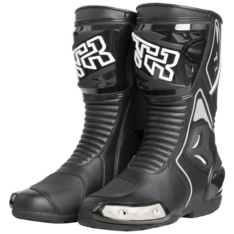 2024 TR Motorcycles Riding Boots Man Wear Resistant Mid Calf PU Leather Black White Street Road Riding Boots botas motos