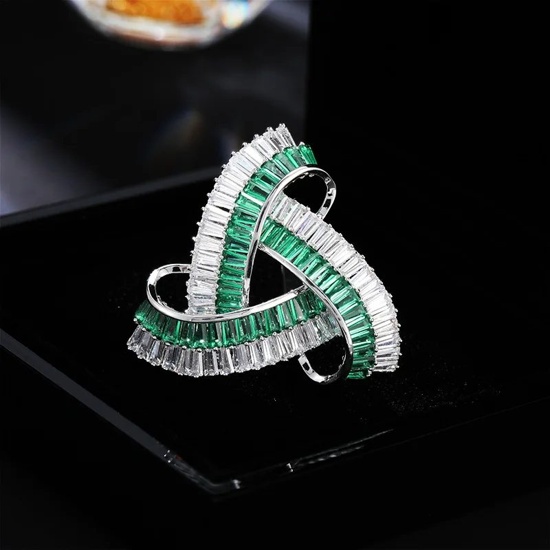 Geometric Design Triangle Zircon Brooch Temperament Versatile Pin