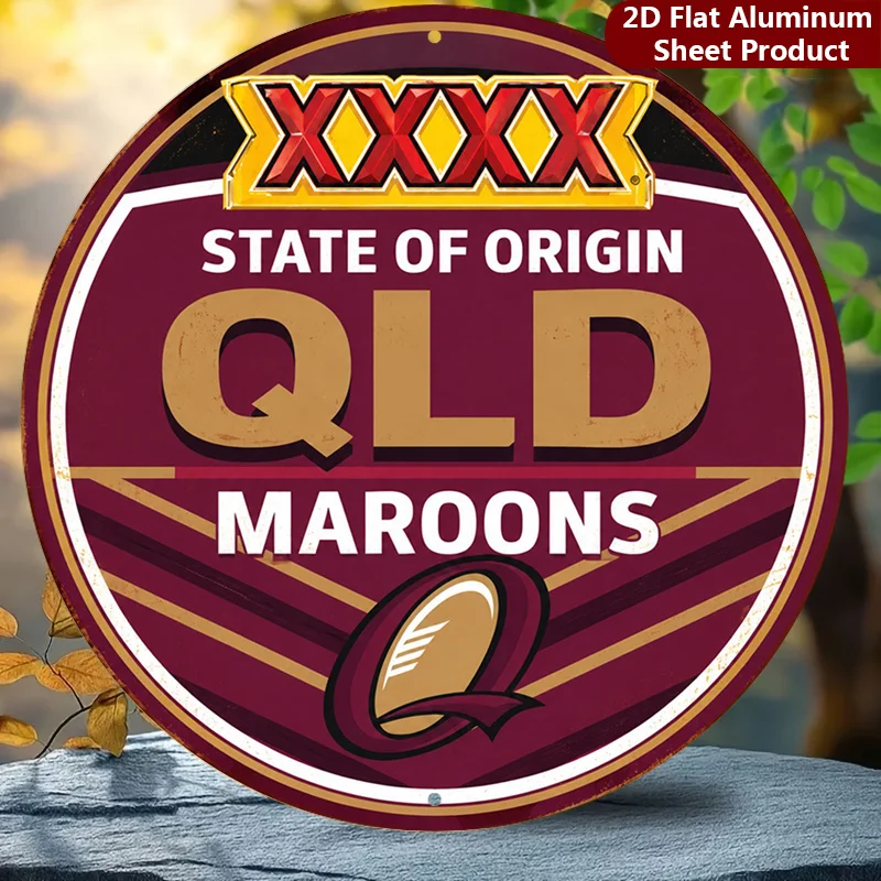 2D Flat, 1pc, State Origin Round Sign, Qld Maroons Vintage Decorative Plaque, Rugby League Porch Decorations, Wall Decorations,