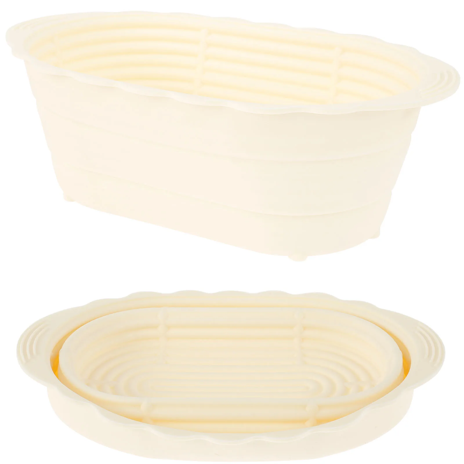 2Pcs Silicone Bread Proofing Basket Foldable Dough Proofing Bowls Reusable Sourdough Baking Basket for Kitchen 27.5x17x9.5cm