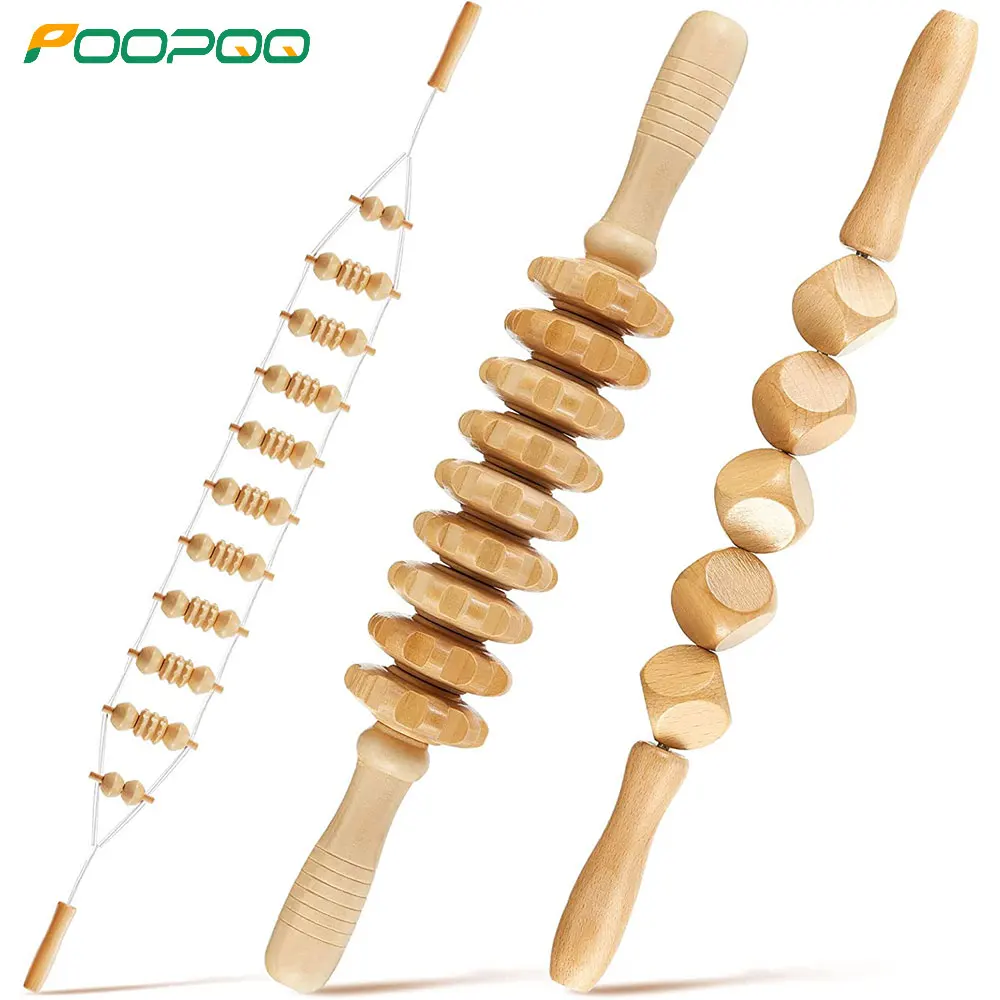 Wooden Massage Tools Anti Cellulite Massager Handheld Cellulite Massage Roller Lymphatic Drainage Massage Tools for Pain Relief