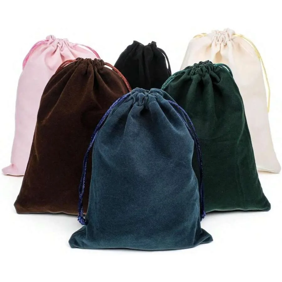 

6 Pcs Gift Fabric Cloth Bag 78 X 62 Inch 6 Colors Mixed Velvet Gift Bags Package Drawstring Pouch Soft Velvet Bag With Drawstri