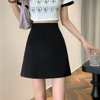 Xpqbb Black Skirt Women 2024 Summer New Simple Basic High Waist Mini Skirts Woman Korean Fashion Casual A-line Skirt Female
