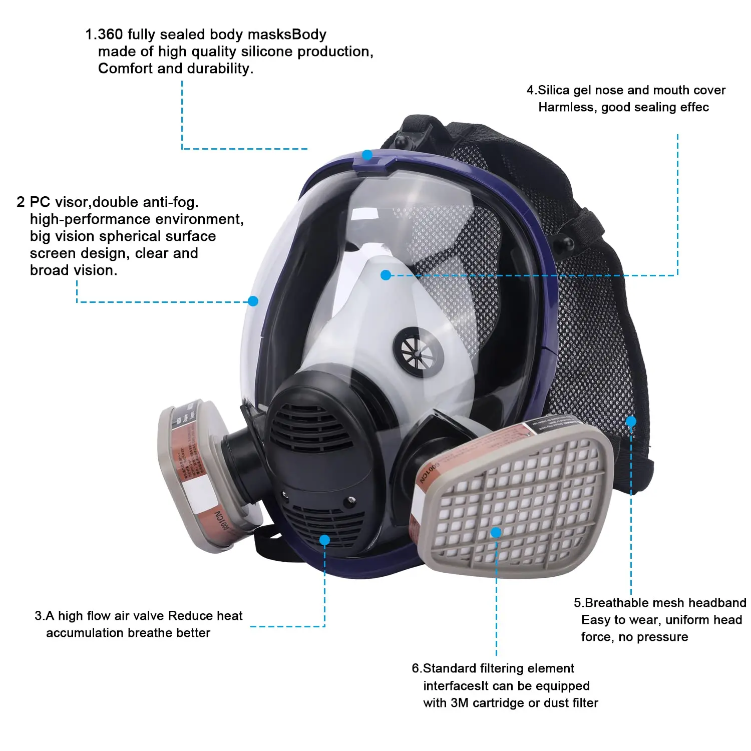 Anti-Fog 6800 Chemical Mask Gas Mask Dustproof Respirator Paint Pesticide Spray Full Face Filters For Laboratory Welding Dust