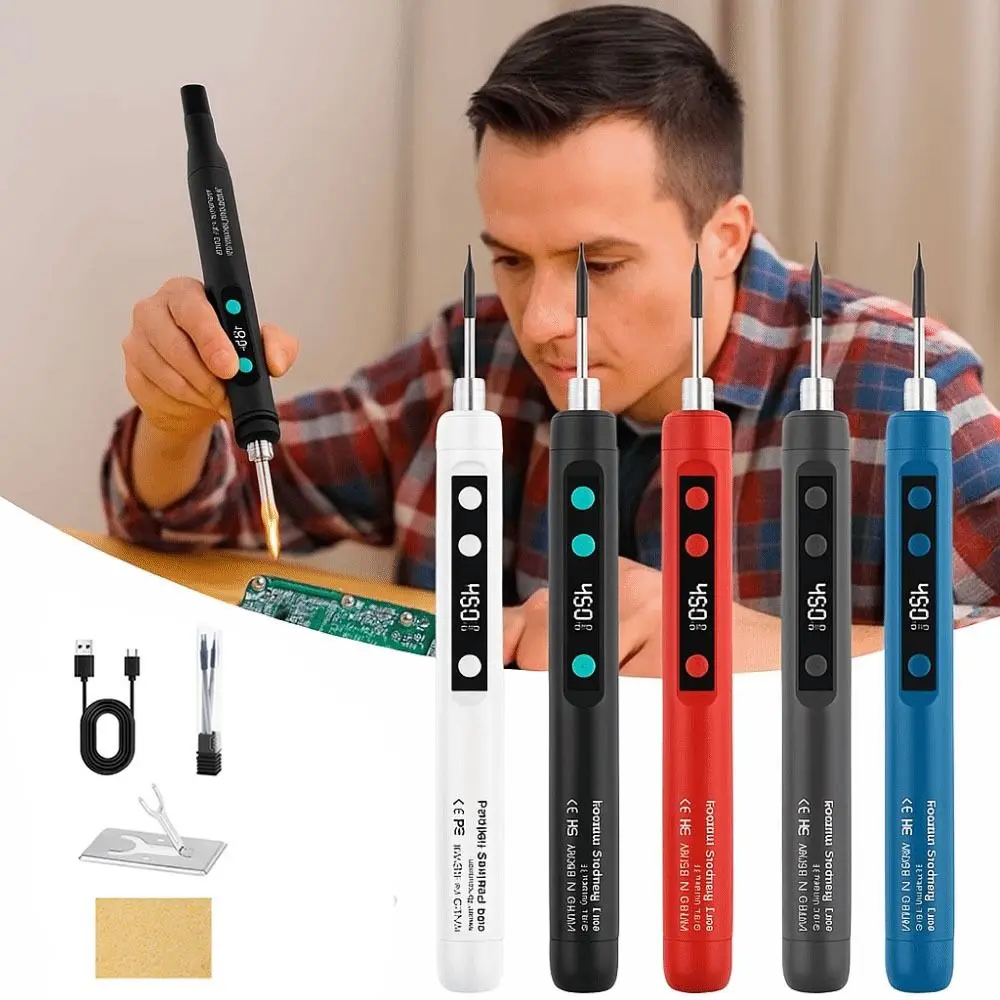Temperatura regolabile USB Saldatore Velocità di riscaldamento 5V/15W Ferro da stiro elettrico Saldatura Li Carica batteria Display digitale