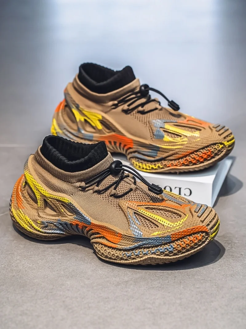 Lightweight Breathable Men's Shoes 2026 New Style Summer Anti-slip Wear-resistant Fly-knit Mesh Surface Dad Shoes Casual Sports
