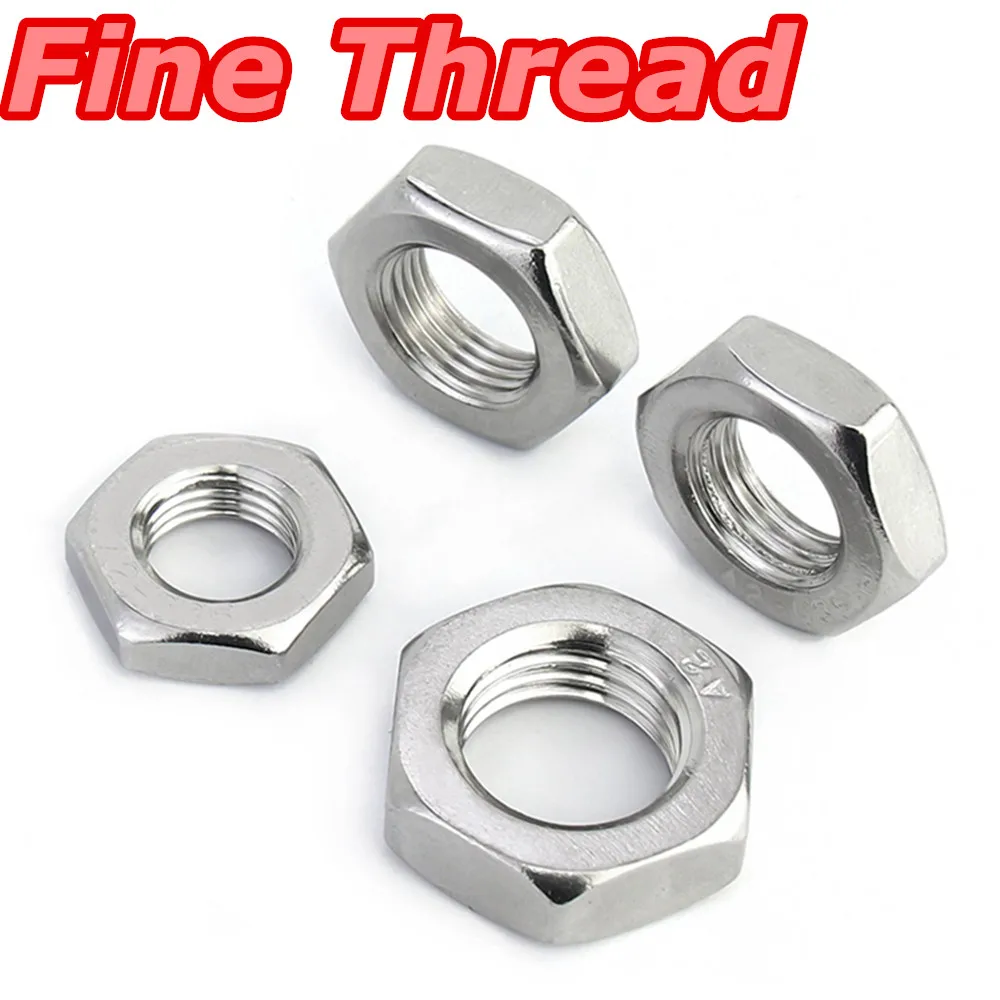 

Fine Thread Thin Nut 304 A2-70 Stainless Steel Hex Hexagon Wafer Thin Nut Jam Nut M6 M8 M10 M12 M14 M16 M18 M20 M22 GB6172