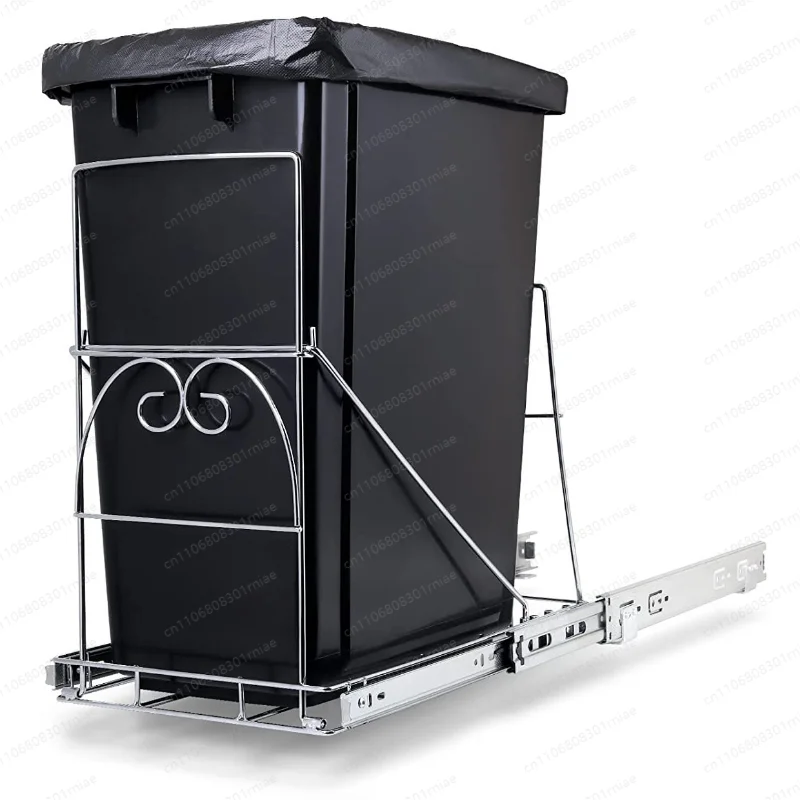Adjustable Pull-Out under Sink Trash Can Rack Spot Slide Cabinet Mount Kitchen Storage Organizer