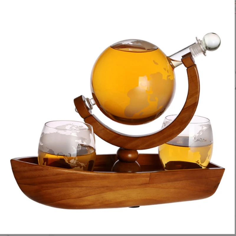 

unique boat shaped whiskey decanter Set of 3 Glass Alcohol Bottle for Tequila, Brandy Unique Liquor Bar and Party Decorations