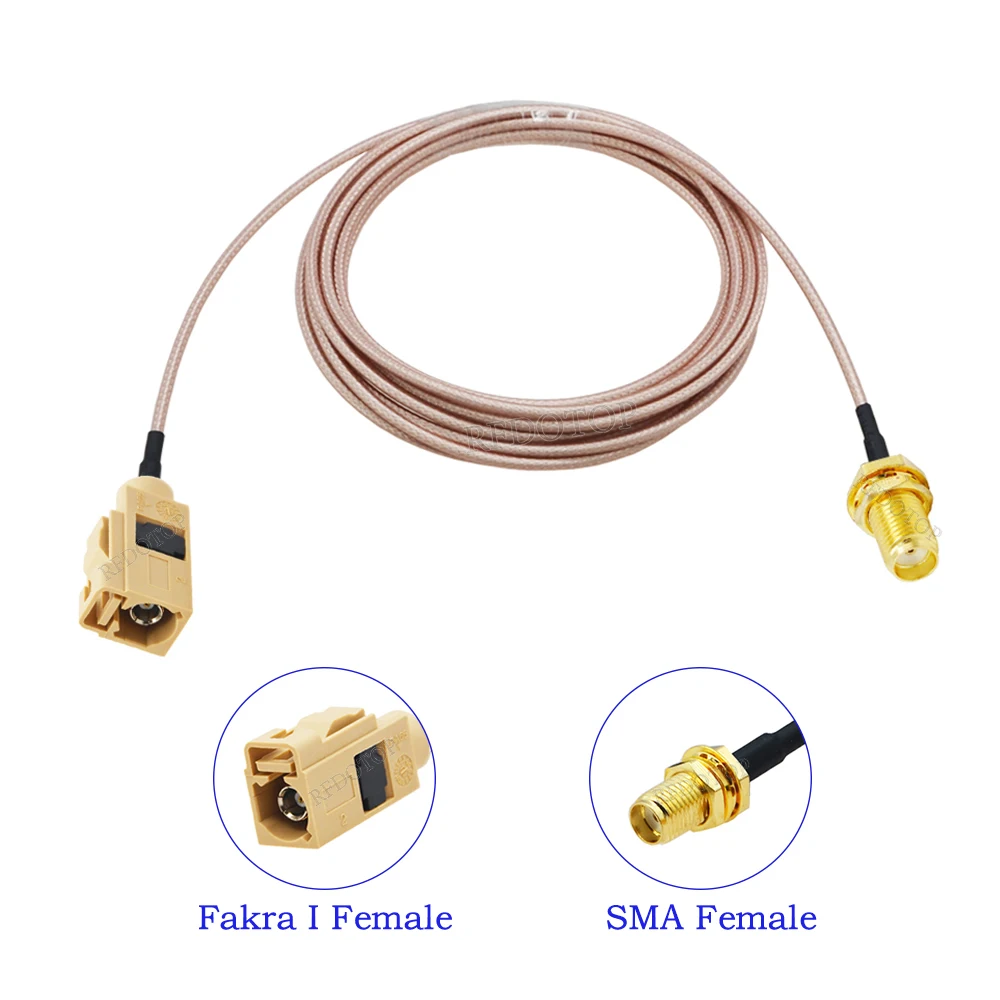 Fakra to SMA RG-316 SMA Female Jack to Fakra I Female Connector 50 Ohm Car GPS Antenna RG316 RF Coaxial Pigtail Cable 15CM-10M