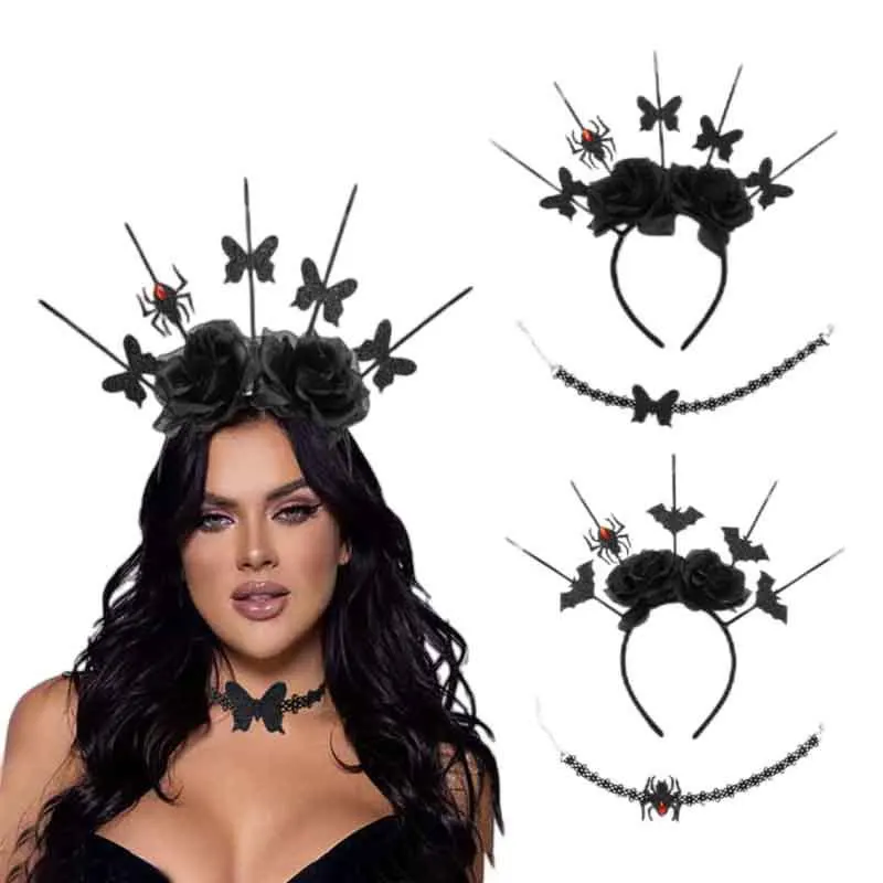 

Day of The Dead Dark Headb Gothic Hair Accessories Halloween Cosplay Props Spider Choker Black Cosplay Headb s For Women