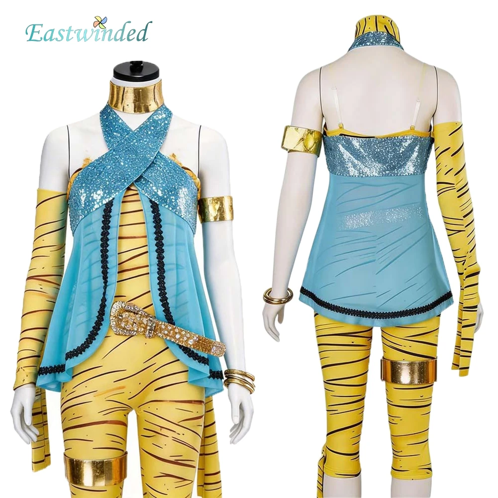 

Костюм для косплея монстра Клео де Найл из мультфильма, желтый комбинезон, аксессуары, униформа, женский костюм для Хэллоуина, карнавала, вечеринки