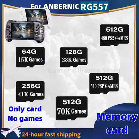 Para anbernic rg557 portátil retro console de jogo cartão memória cartão sd tf 512g 60000 jogos 512g 480 ps2 jogos 510 psp jogos