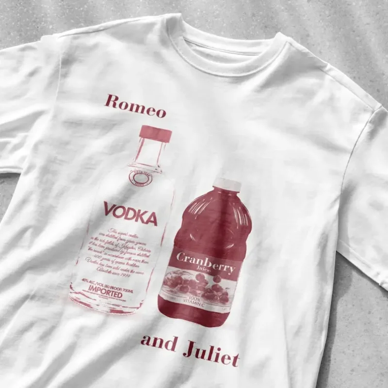 Vodka Cranberry Romeo and Juliet Drinking T-Shirt, Funny Shirt, Meme Beer Party ShirtAnime Graphic T-shirts for Men Clothing Wom