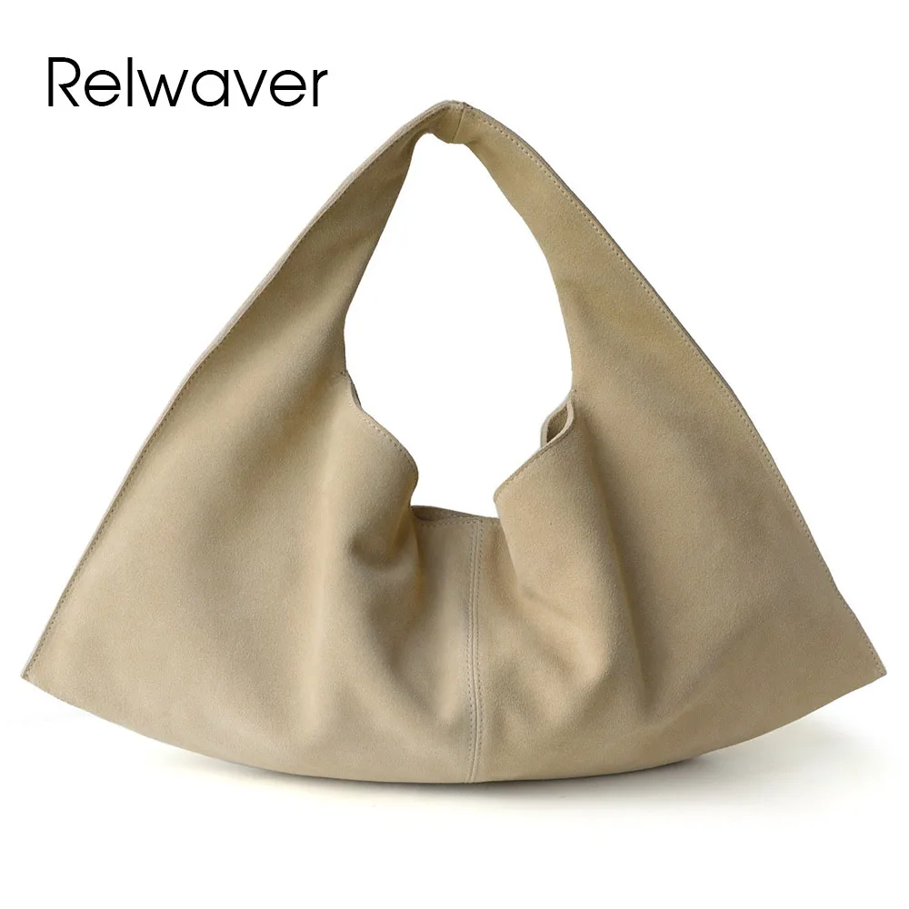 

Relwaver women underarm bag genuine leather suede shoulder bag 2025 autumn winter handbag brief women bag fashion ladies hobos