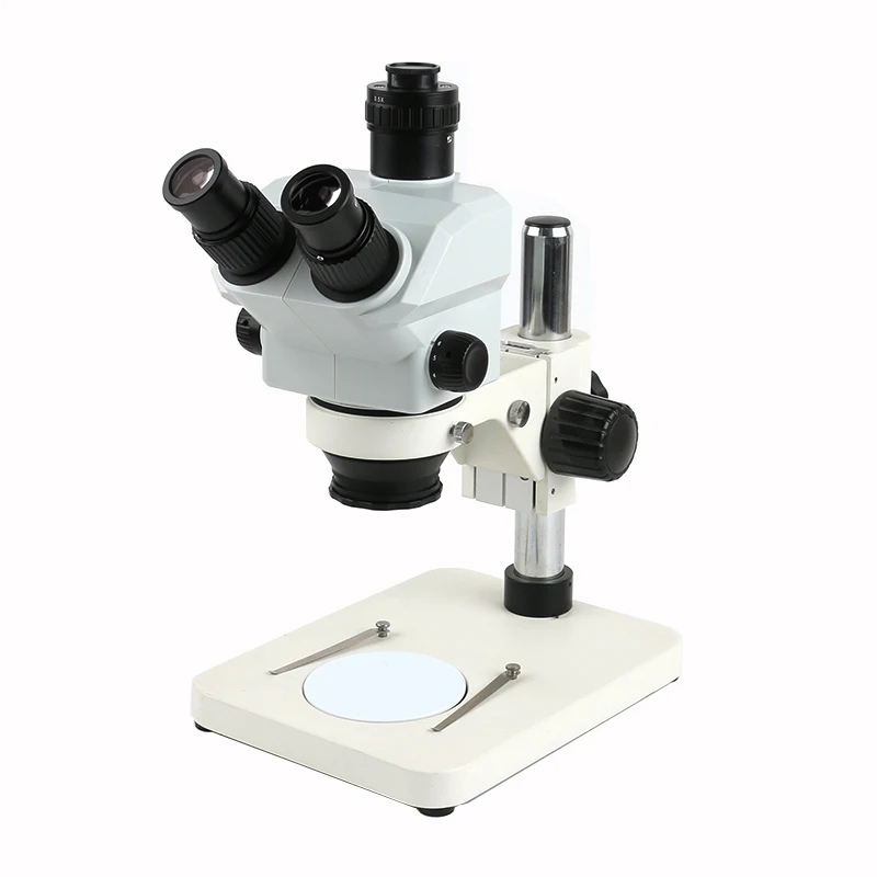 Lab/Industrial Stereo Microscope 7x-50x Zoom Simul-focal Trinocular 0.5X 0.7X 2X Barlow Objective Lens For PCB Solder Inspection