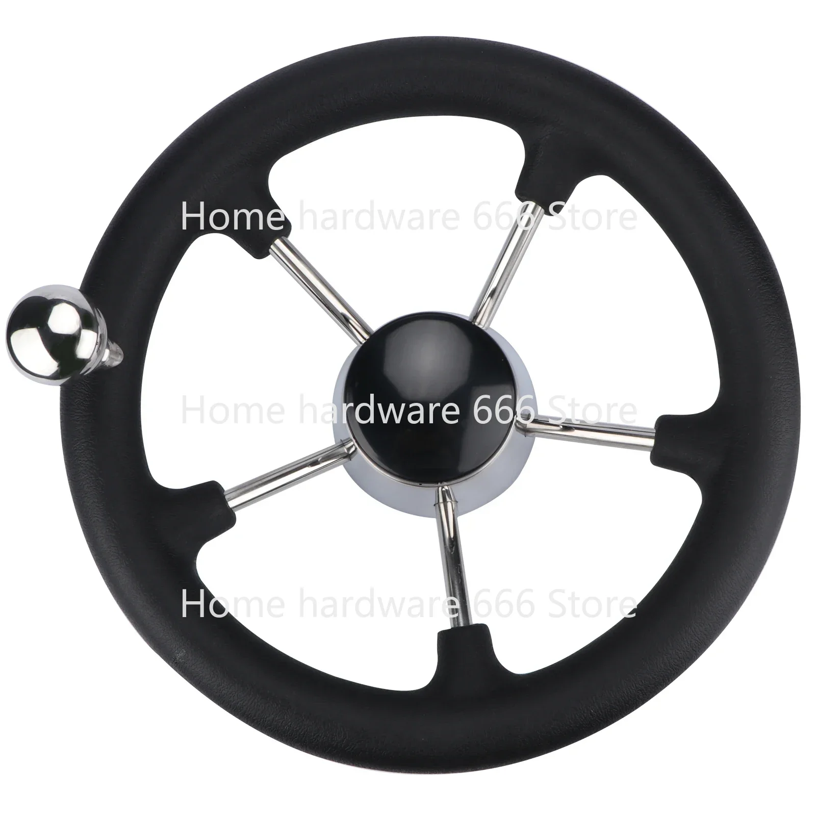 Boat Accessories Marine 11 Inch stainless steel 5 Spoke Destroyer Steering Wheel with Black Foam