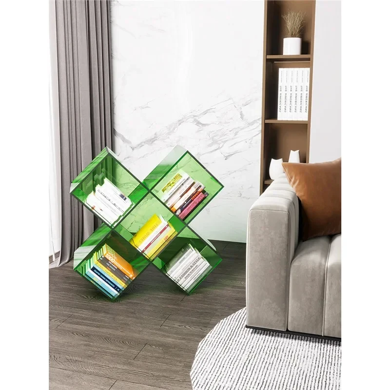 Nordic light acrylic bookshelf books and magazin bedroom living room storage cinet