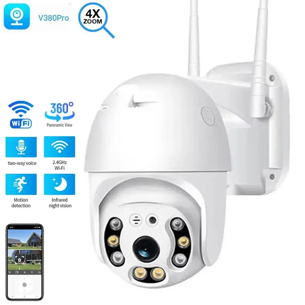 W26 V380 Pro kamera bezpieczeństwa 1080P 3MP WIFI PTZ podwójna lekka kamera monitorująca zewnętrzna bezprzewodowa WIFI inteligentna kamera netto V380