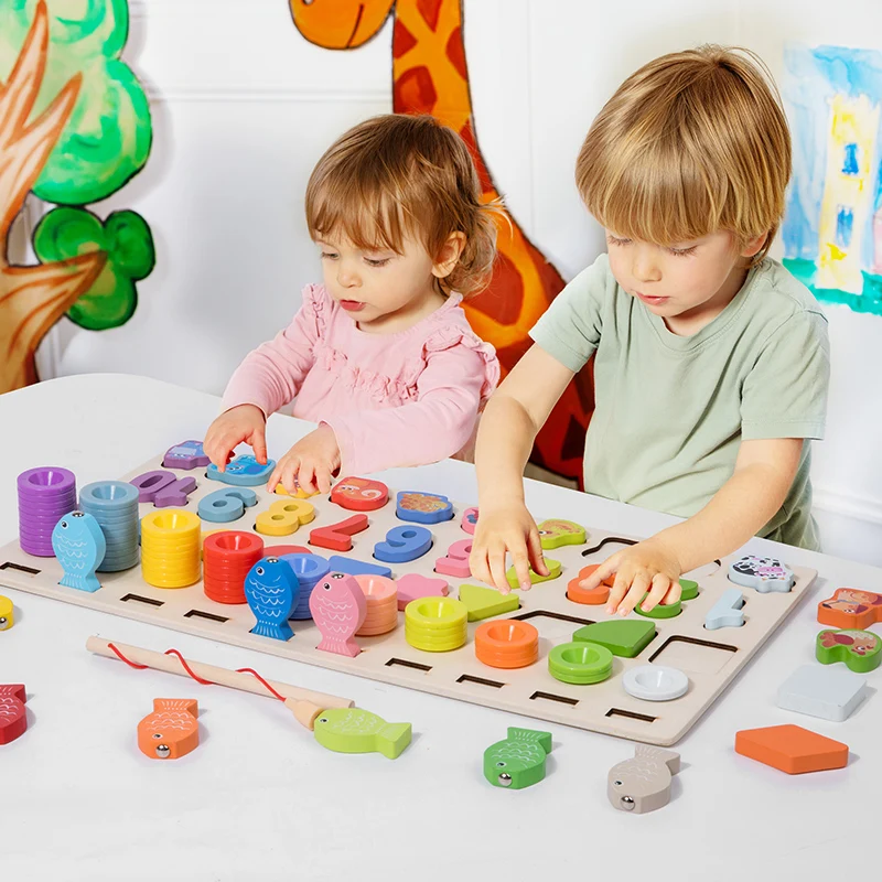 Bambini Montessori Matematica Giocattoli Per I Più Piccoli Educativi Puzzle Di Legno Giocattoli Da Pesca Conteggio Numero Forma Corrispondenza Selezionatore Giochi Giocattolo Da Tavolo