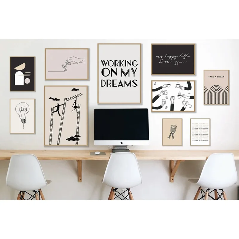 Light Coloured Home Office Wall Prints Posters Bohemian Style Simple Modern Canvas Painting Living Room Office School Wall Art