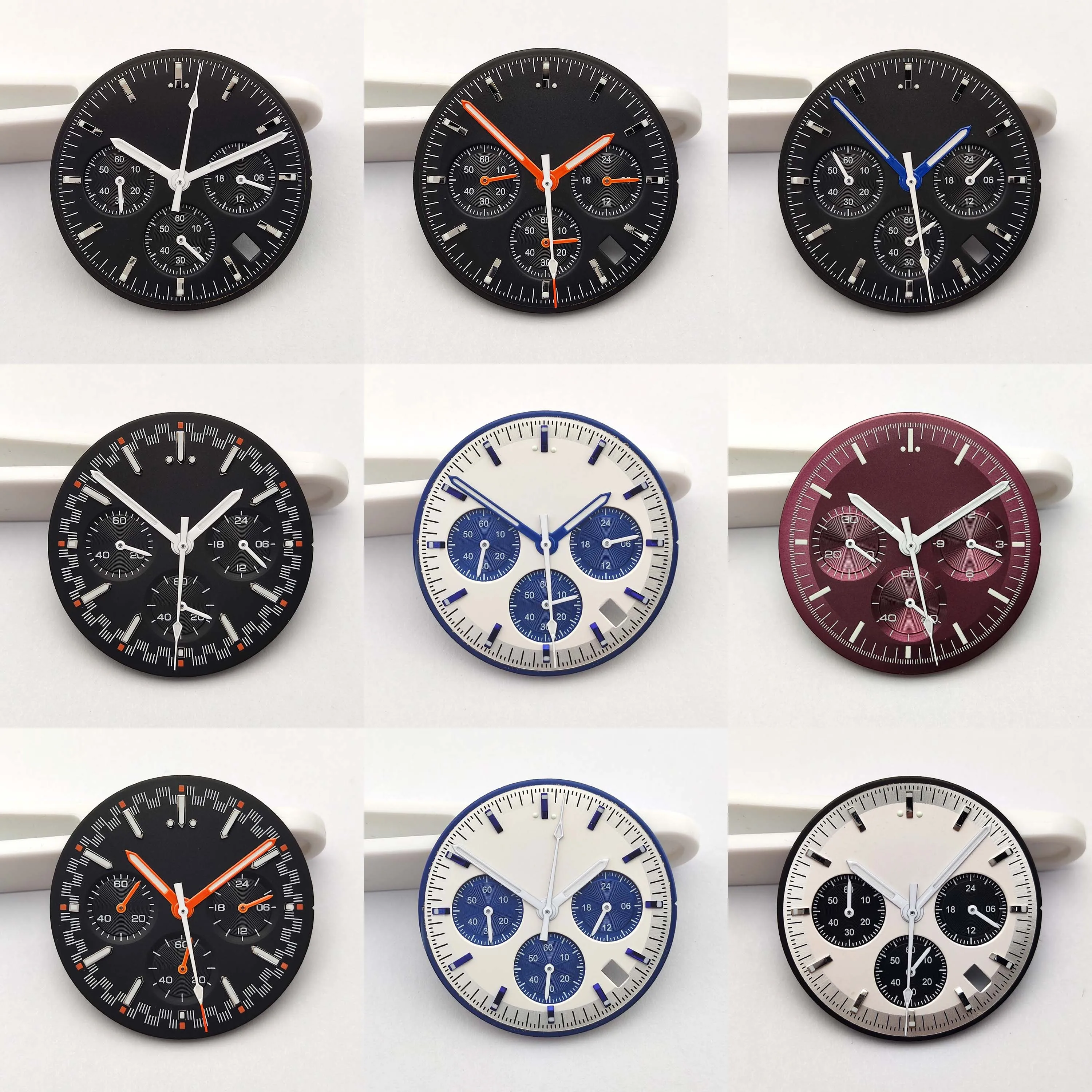 32.5 Men's Multifunctional Chronograph Watch Dial Hands Kit Fit VK63 Movement Watch Hands VK63 Dial Watch Modification Parts