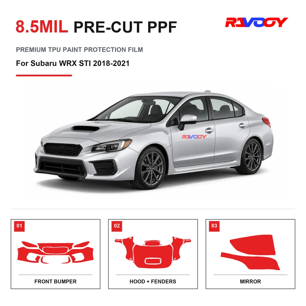 Precut PPF For Subaru WRX STI 2018-2021 8.5mil TPU Clear Paint Protection Film Self Healing Hydrophobic UV Stone Chip Guard